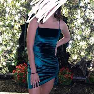 Green velvet dress